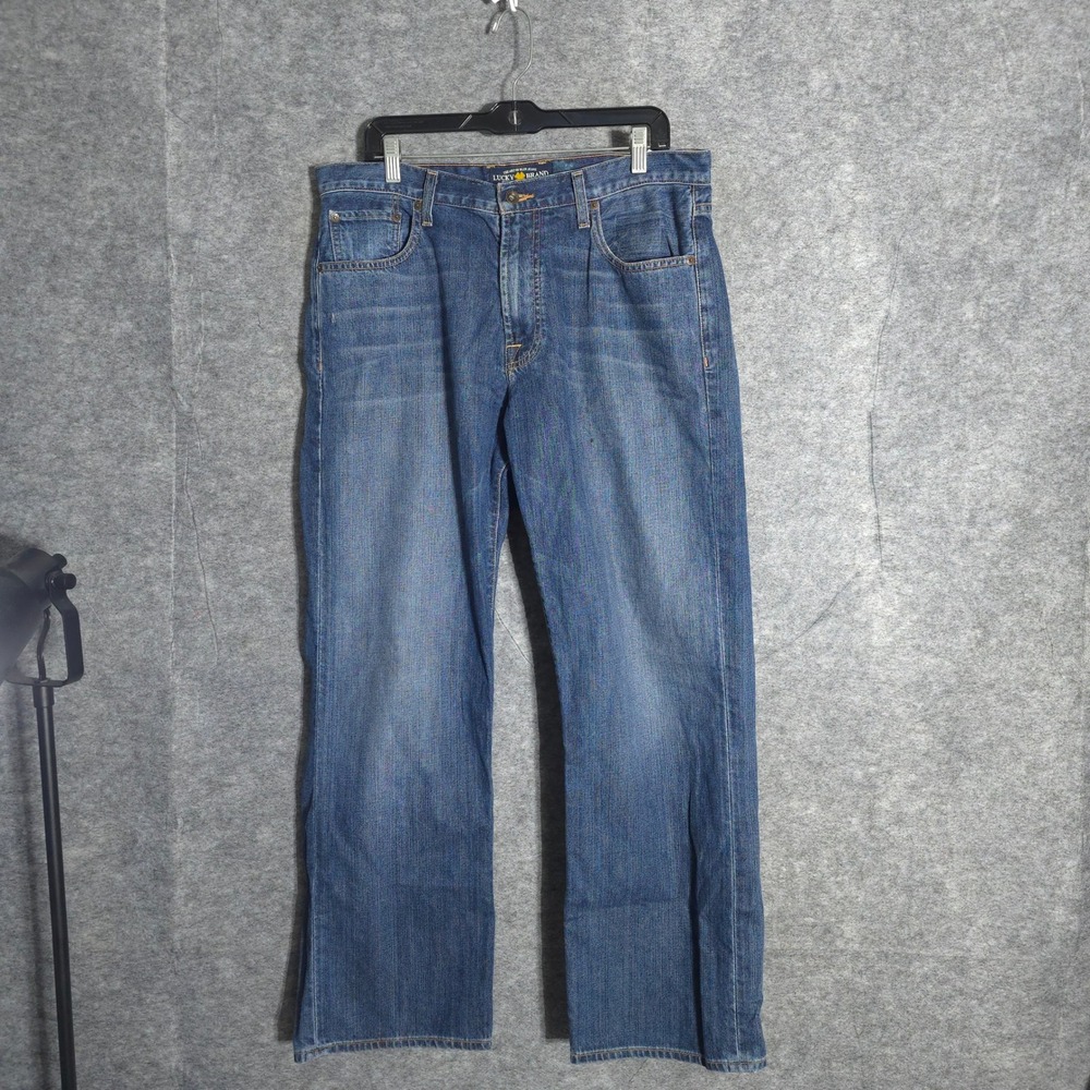Lucky Brand 181 Relaxed Straight Mens 34x30 Blue Denim Jeans Cotton 15833